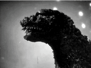 Godzilla barks at planes